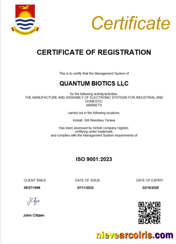 Kiribati business registration certificate